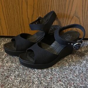 CROCS Black Women's Wedge Sandals